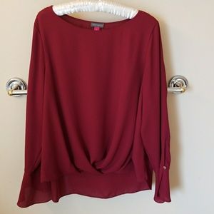 Vince Camuto Burgundy Flared Cuff Blouse